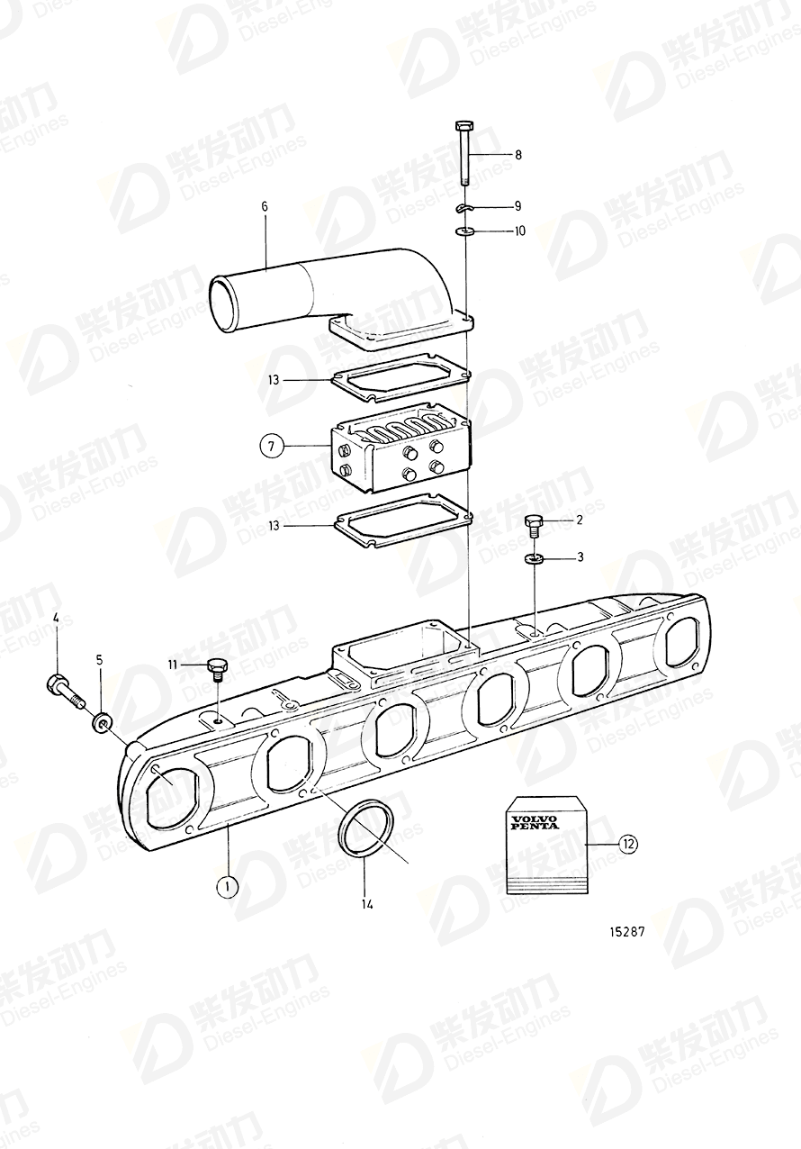 volvo penta Intake gasket kit, induction manifold 876781 Drawing volvo penta Intake gasket kit, induction manifold 876781 Drawing
